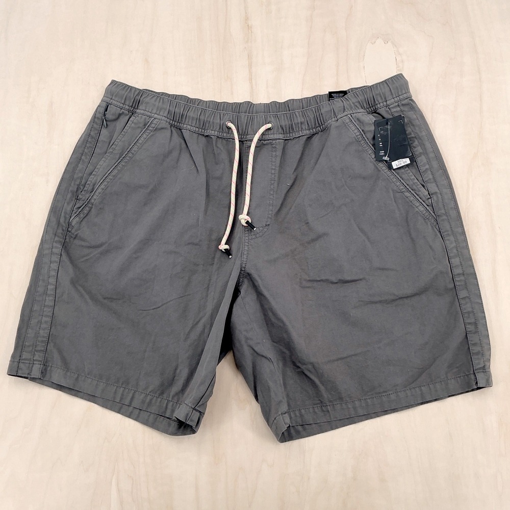 Union Chino Shorts Mens XXL Gray Elastic Waist Drawstring Cotton Casual New